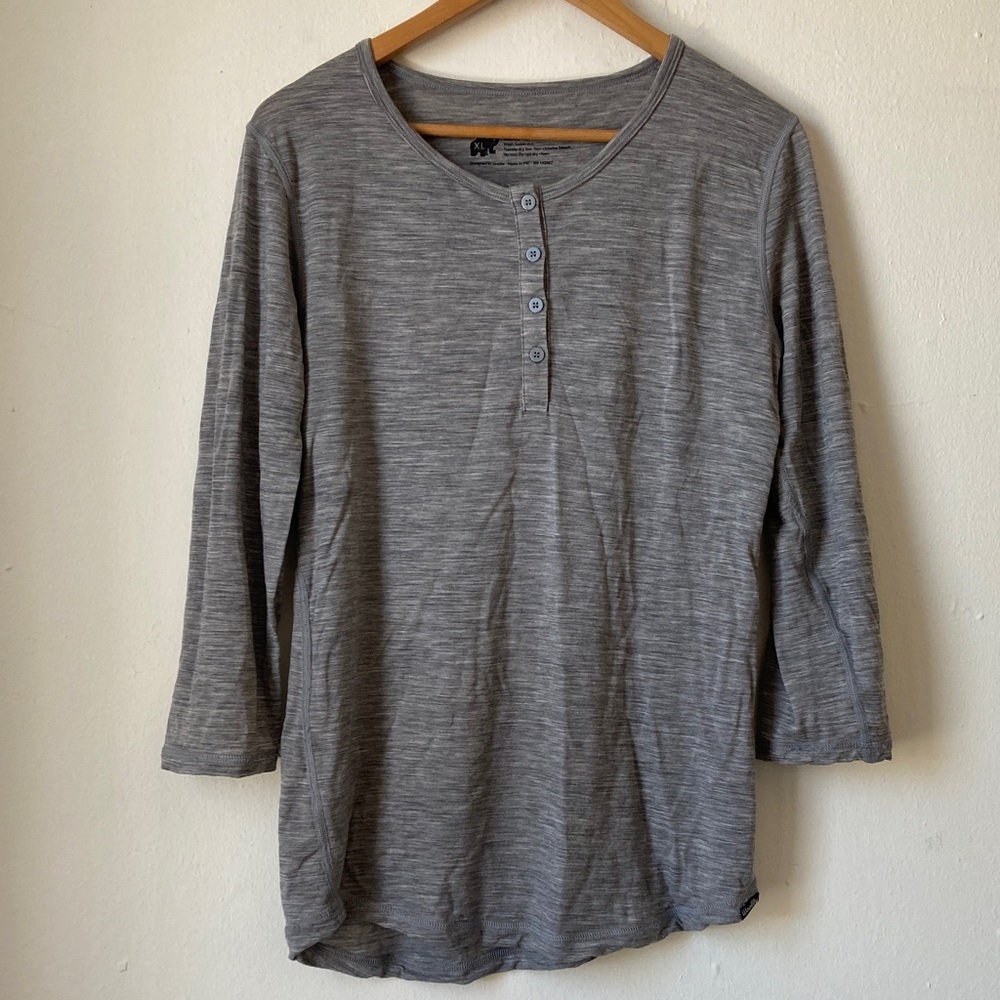 Woman’s Grey Long Sleeve Henley Shirt